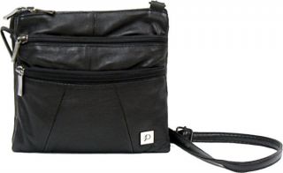   Black Leather Crossbody Passport Sling Pack Messenger Purse Bag