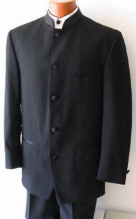 Mens Black Mandarin Nehru Collar Tuxedo Jacket 48XL