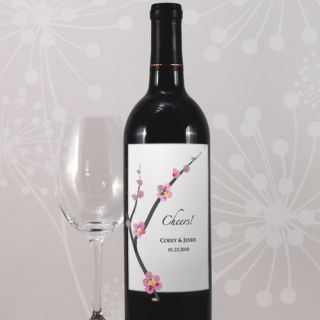 40 Wedding Personalized CHERRY BLOSSOM Champagne or Wine Bottle Labels 