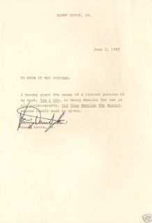Sammy Davis Jr. Signed Autod Typed Letter PSA/DNA LOA