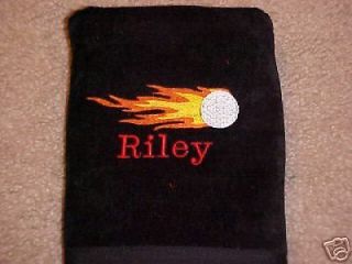 Embroidered Golf Towel   FLAMING BALL Personalized FREE