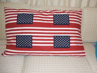 USA  American FLAG PILLOWCASE Red,Wht,Blue FULL/QUEEEN