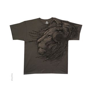   Plugged In Lion Dubstep Music Headphones 100% Cotton Tee Shirt New T