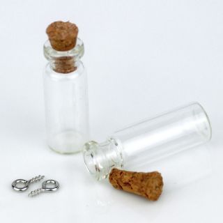 10x28mm Tiny Clear Glass Bottles Vials Charms Pendants With Cork gb02 