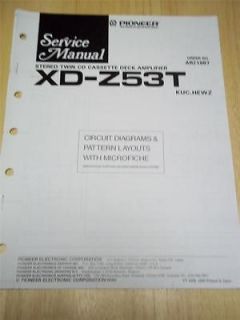 Pioneer Service Manual~XD Z53T CD/Cassette Amplifier~Original~Repair~w 