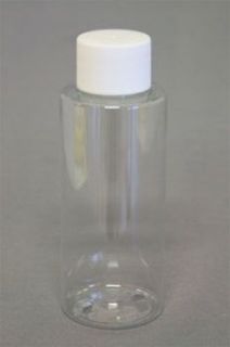 oz (60 ml) Clear Plastic Cylinder Round Bottles w/Screw on Caps #100
