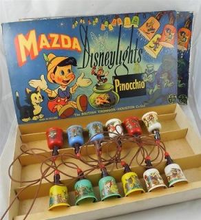 Vintage~ c1950 ~ Mazda Pinocchio Disneylights Christmas Lights 