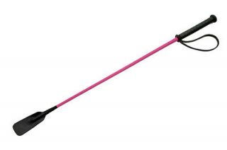 NEW HIGH QUALITY WILD PINK RIDING CROP WITH LEATHER HANDLE OVERALL 