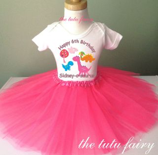 Dinosaur Birthday Girl outfit pink tutu & shirt first 1st 2nd 3t 4t 5t 