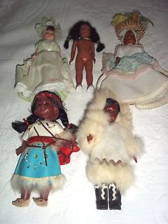 VINTAGE PLASTIC CELLULOID SLEEPY EYE JOINTED DOLLS INDIAN PAPOOSE 