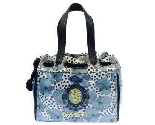   COUTURE Blue Crown Jewel Plastic Cover Beach Shoulder Tote Bag Handbag