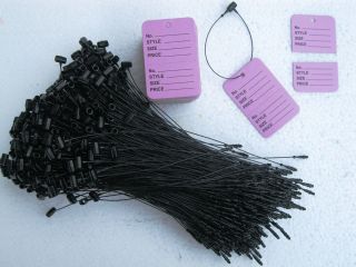 100 Merchandise Unstrung Perforated Price Tags + 500 5 Black Loop 