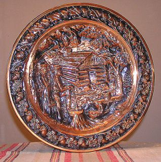 Vtg Repousse Copper Wall Hanging Plate/Plaque Made in USA by 