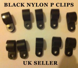   50 PCS Black Nylon Plastic P Clips Automotive Cable Wire Pipe Clamps