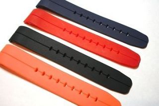 Polyurethane curved end diver rubber strap. red, blue, black, orange 