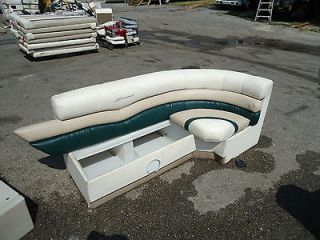 PONTOON CORNER COUCH LEFT SIDE GREEN & WHITE 72 FURNITURE BOAT SEATS 