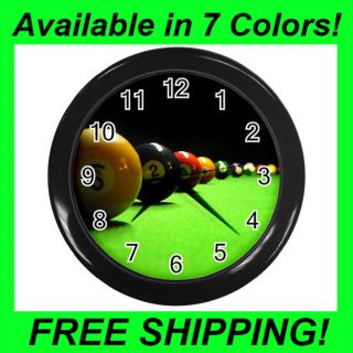 Pool Balls / Table Design   Wall Clock (Choose from 7 Colors)  PP1937