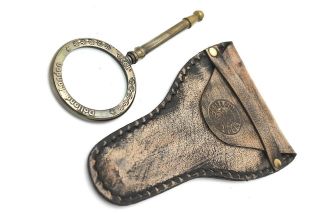 Pocket Brass Magnifying glass Dollond London   Leather Case