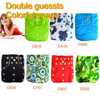 Baby Double gussets colorful snaps CLOTH DIAPERS Nappies+1INSERT UPICK 