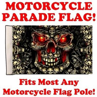 SKULL MADE OF SKULLS Flag For Motorcycle Flag Pole   UNIVERSAL Fits 