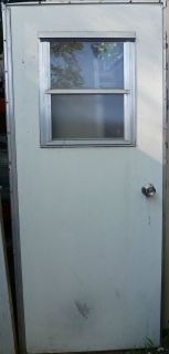   EXTERIOR MOBILE HOME DOOR W/ CRANK OUT PRIVACY WINDOW & SCREEN ~BEIGE