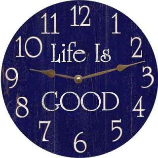 14.5 Blue Clock. Oversized Large Blue Life Is Good Clock