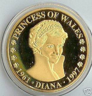 PRINCESS DIANA   THE QUEEN OF HEARTS 24KT GOLD COIN NEW