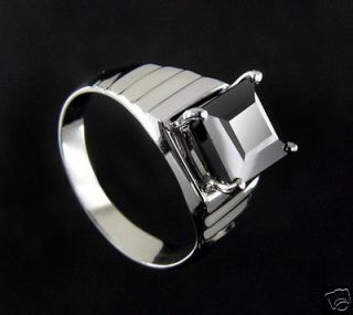 Certified 5.01 Cts Princess Cut Black Diamond Solitaire Ring for Men