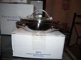 PRINCESS HOUSE 6371 STAINLESS STEEL 1/2 QT PAN W/LID  NEW IN BOX 