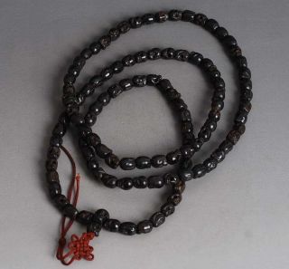 108 black BONE SKULL Prayer Beads Tibet Buddhist Mala Shaman Rosary