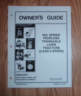   LAWN TRACTOR w / 3 & 5 SPEED PEERLESS TRANSMISSION OWNERS MANUAL