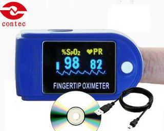 CE FDA Fingertip Pulse Oximeter SPO2 USB SOFTWARE 24H RECORDE New