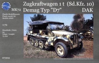 MK72 1/72 7202 WWII German Sd.Kfz.10 Demag Type D7 DAK 1 ton Half 