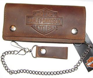   BAR & SHIELD DISTRESSED LEATHER CHAIN WALLET ** NR ** MADE USA