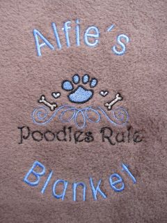 Personalised Dog / Puppy Blanket   Poodles Rule   Great Gift   Boy