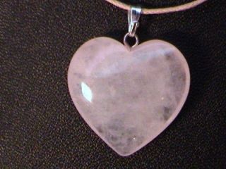 p317 WONDERFUL 1.4 silver ROSE QUARTZ GEMSTONE GEM heart 1.4 pendant 
