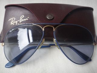 VINTAGE RAY BAN FLYING COLORS 58MM BLUE & GOLD AVIATOR SUNGLASSES B&L 