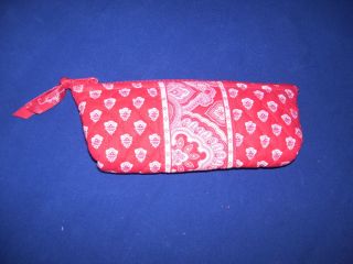   Bradley Nantucket Red Brush & Pencil Cosmetic Case Zipper Pouch EUC