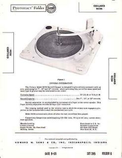 COLLARO RECORD CHANGER PLAYER TURNTABLE MODEL RC 54 Sams Photofact 