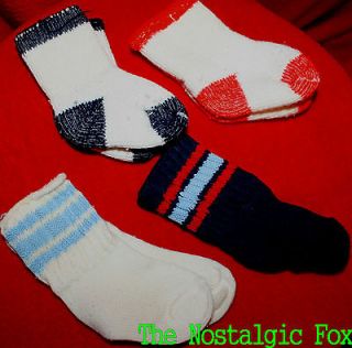 pr Lot~VTG 70s Infant/Baby Socks~2 pair Thick Crew~2 pr Sport Tube 