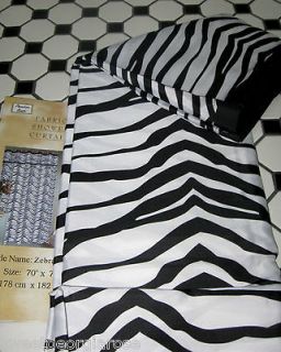 ANIMAL PRINT ZEBRA Fabric Shower Curtain SAFARI BLACK and WHITE