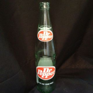 Dr Pepper 16oz Glass Soda Bottle Vintage Oval Emblem Green Glass