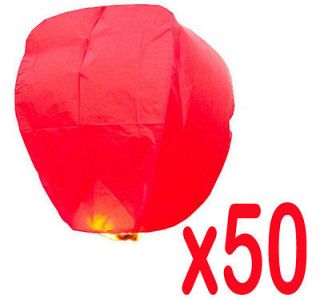 New Red Fire Sky Chinese Lanterns String Flying Floating Lamps 50 PCS 