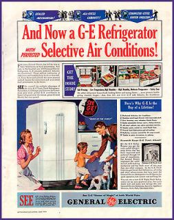 1930s ORIGINAL VINTAGE Print Ad  GE G E Refrigerator   Retro Ad Art