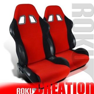 2X JDM RED/ BLACK RACING BUCKET SEATS S2000 EP3 PRELUDE DEL SOL SI