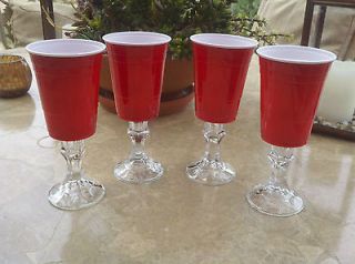 Set Of 4 Red Solo Cup Wine Glasses Redneck Hillbilly Fun Unique Gift 