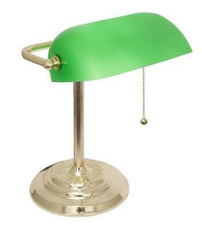  Library Reading Table Bankers Lamp Adjustable Shade Brass Plated NEW