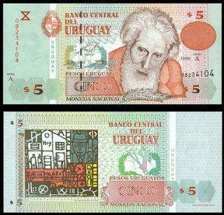 Uruguay P 80 5 Pesos Year 1998 Unc. Banknote S. America