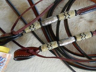 Quality Western Leather Split Show Reins With Rawhide & Silver New 