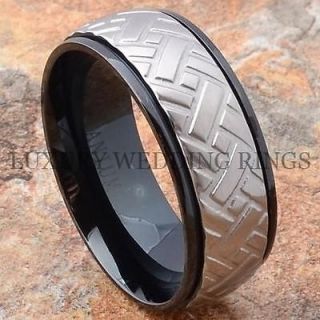 Black Titanium Ring Mens Wedding Band Tire Design Love Bridal Jewelry 